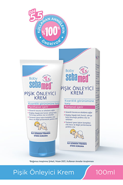 Sebamed Bebek Pişik Önleyici Krem 100 ml pH 5.5 Pantenol İçerikli Yoğun Koruyucu Hassas Nemlendirme