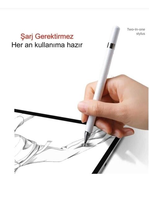 COTAS Android ve İos Uyumlu Dokunmatik Kalem 2 in 1 Kalem Tüm Telefon ve Tabletlerle Uyumlu Stylus Kalem