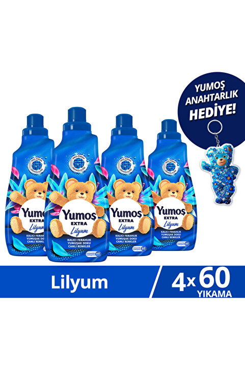 Yumoş Extra Konsantre Çamaşır Yumuşatıcı Lilyum 1440 ml x4 Anahtarlık Hediye