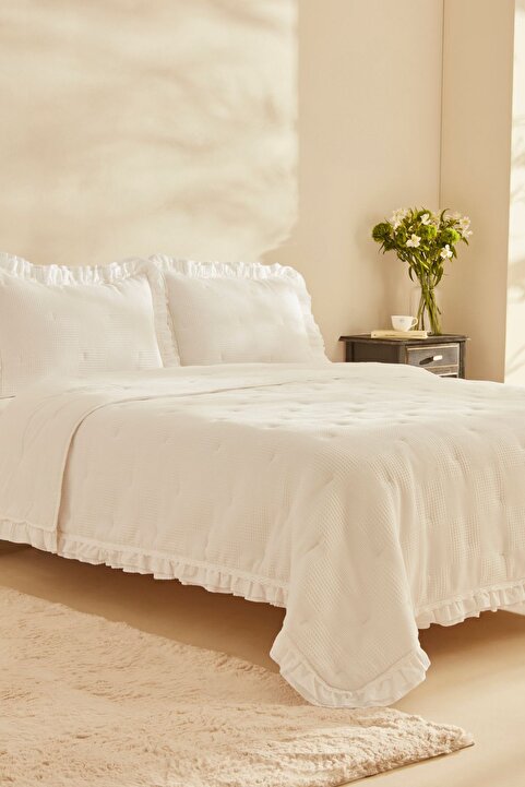Karaca Home Perios Çift Kişilik Fırfırlı Spring Comfort/uyku Seti Beyaz