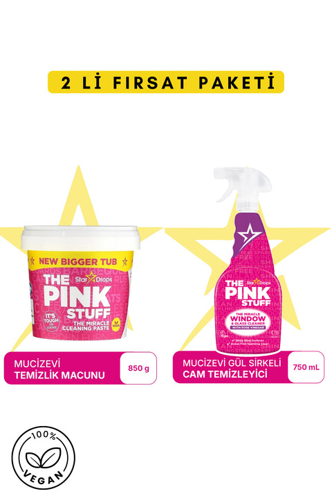 ThePinkStuff Mucizevi Temizlik Macunu 850 g + Cam Temizleyici 750 ml – Mutfak & Banyo Temizlik SETİ