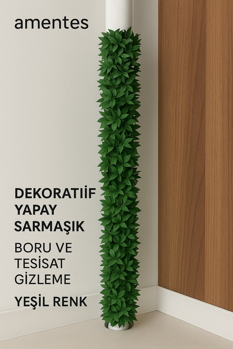 Amentes 7.5 Metre Tel Yaprak Doğalgaz Borusu Süsü Şerit Yapay Taç Sarmaşık Çiçek Süs