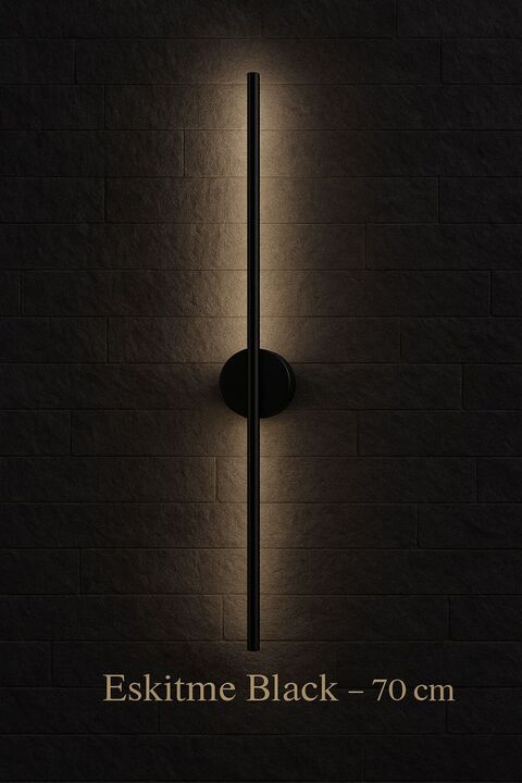 Genel Markalar Modern Dekoratif Led Duvar Aplik 70 Cm Günışığı Siyah 1 Adet ( PİLLİ )