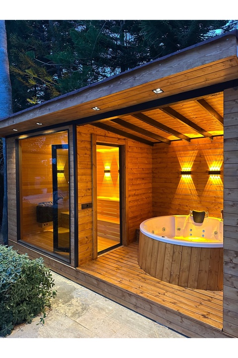 Yaşam Ahşap Ahşap Sauna Ve Jakuzi Platform Dış Mekan