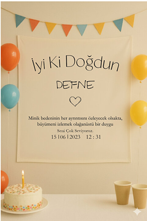 Jozia Kişiye Özel Doğum Günü Duvar Flaması / Duvar Süsü / Parti Flaması / Duvar Halısı