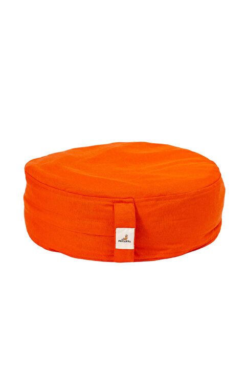 PETARYA Turuncu Zafu Karabuğday Kabuğu Dolgulu Meditasyon Minderi Yoga Yastığı 35 x 12 cm