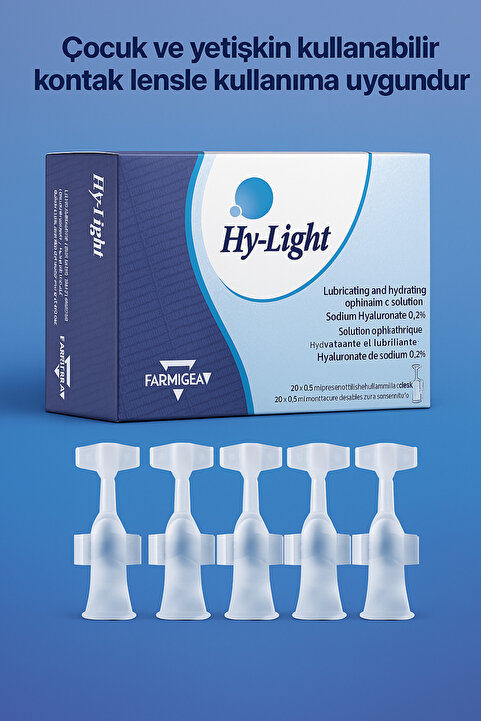 GenelTedarik Hy-light Kayganlaştırıcı Ve NemlendiriciGöz Damlası Oftalmik 20 X 0,5 ml 2027-07 SKT