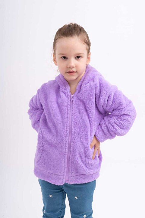 Sweet's Collection Polar Welsoft Peluş Genç Çocuk Kız Kapüşonlu Cepli Ceket