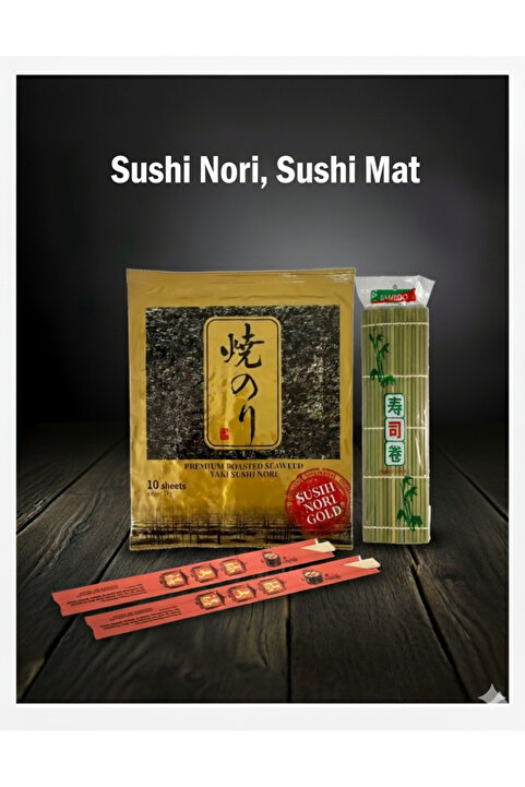 Genel Markalar Seafood Sushi Yosunu Yaki Sushi Nori Gold Premium 10 Yaprak + Sarma Hasırı 24 Cm