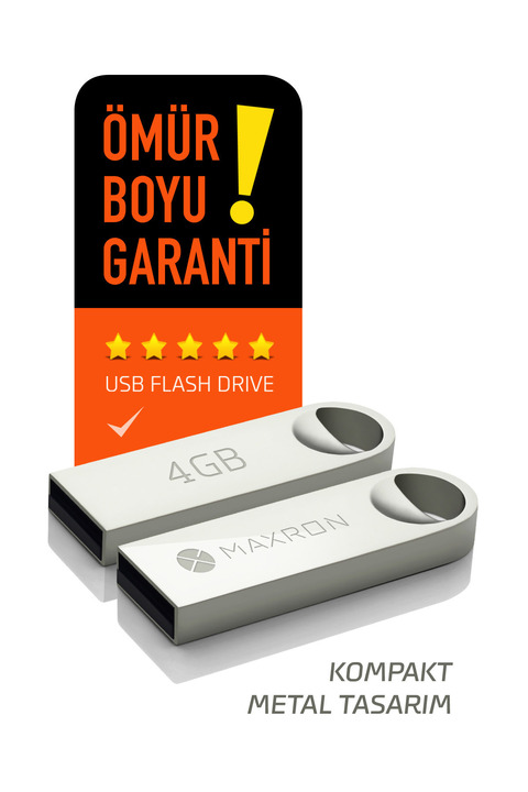Maxron 4 GB Flash Bellek Metal Gövde Ömür Boyu Garantili Güvenli Usb Bellek Data Traveler