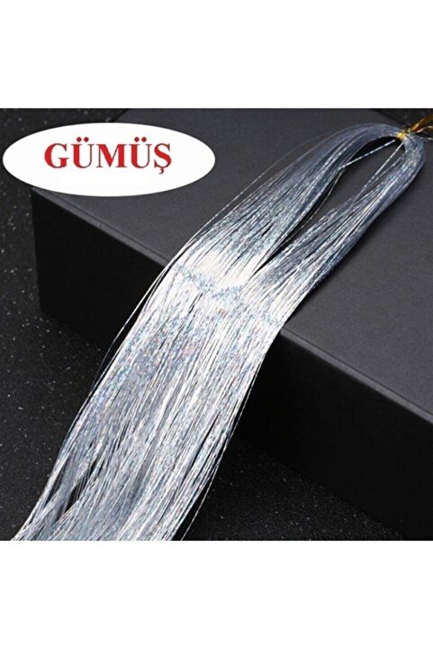 Genel Markalar Saç Simi Gümüş - Saça Pratik Bağlanan Hair Tinsel 110-120 Cm Uzunluğunda
