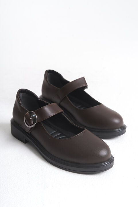 Shoesers Kadın Şık Casual Tasarım Kalın Tabanlı Baretli Bantlı Balerin Günlük Loafer Ayakkabı