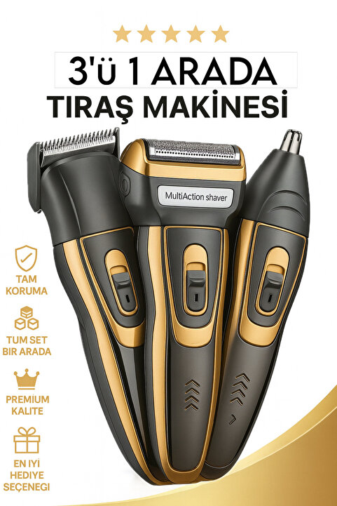 Ipone Ip-2020 3 Başlıklı Tıraş Makinası Profesyonellerin Tercihi Tüm Set