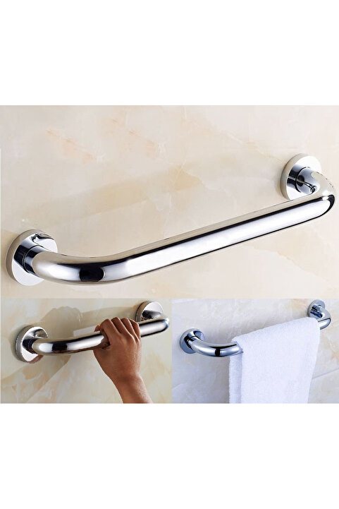 ZENVİVA Q 19 30cm PASLANMAZ PARLAK BEDENSEL ENGELLİ BANYO WC KÜVET YANI TUTUNMA BARI TUTAMAK