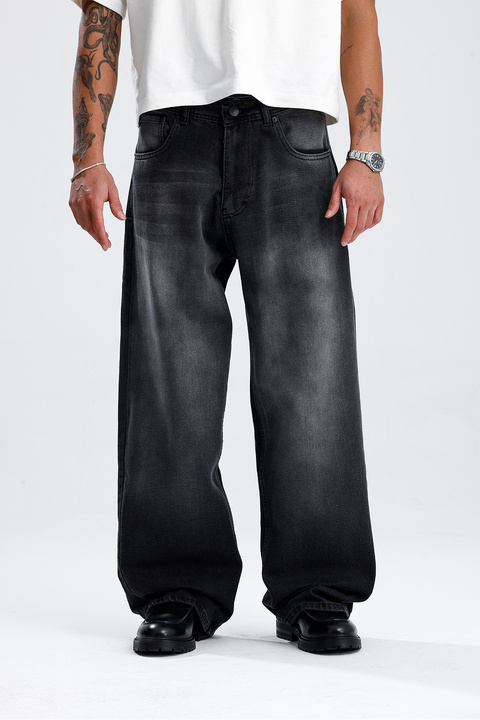 ATE WEAR ATE Premium Siyah Yıkamalı Baggy Kot Pantolon