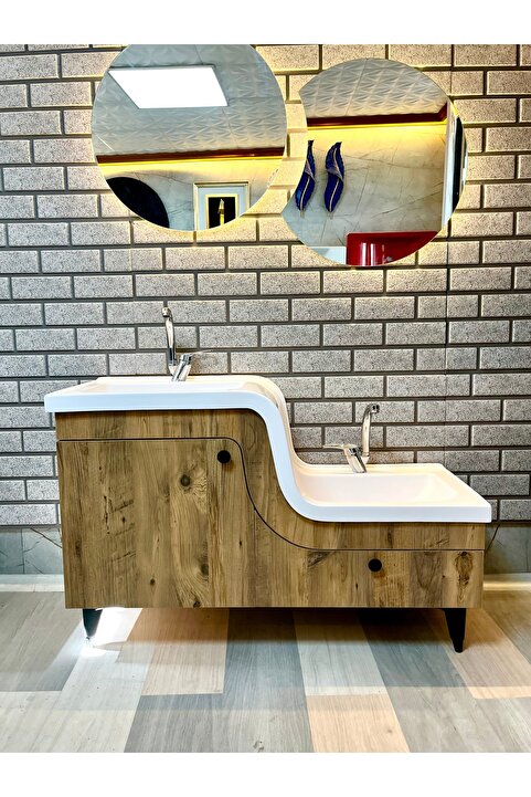 ADNAN MOBİLYA Abdest Lavabosu Çocuk Yaşlı Engelli Abdest Lavabosu/Z Lavabo/Sağ Çukur 115 cm