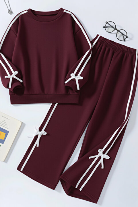 My Kids Wear Kız Çocuk Çift Şerit Kurdele Eşofman Takımı 4-16 Yaş 12145