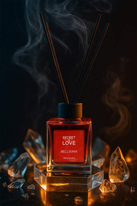 SECRET OF LOVE Bellisima Bambu Çubuklu Cam Şişede Oda Kokusu 100 ml - Şık, Romantik, Çiçeksi ve Misafir Karşılama Kokusu