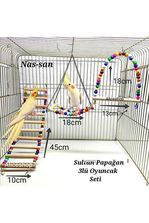 Alice Sultan Papağanı Ve Boyutundaki Kuşlar Için 3lü Oyuncak Seti