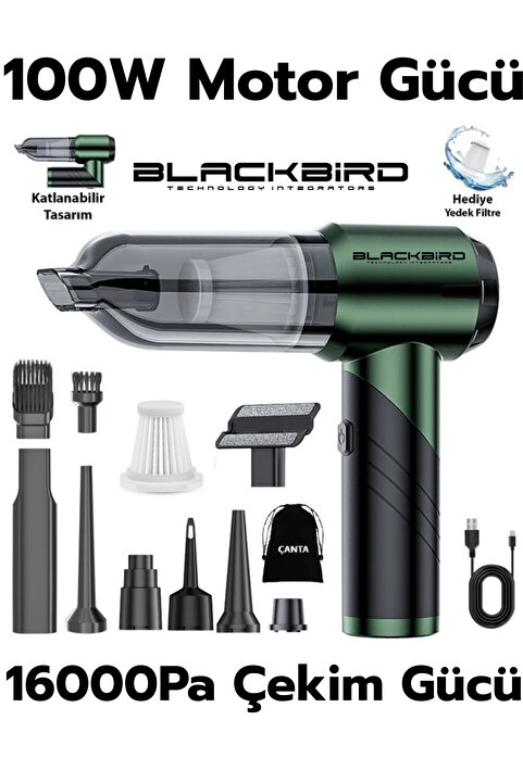Blackbird Game Center MK-5822 16000PA Katlanabilir Kablosuz Araç Süpürgesi | 3 Kademeli Güç | Şarjlı El Süpürgesi