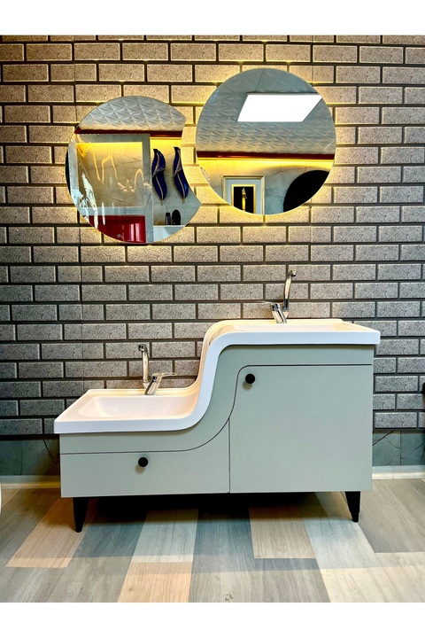 ADNAN MOBİLYA Abdest Lavabosu Yaşlı Engelli Lavabosu Sağ Çukur Z LAVABO Sol Çukur 115 cm