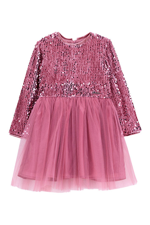Barbie Pullu Pembe Kız Çocuk Abiye Elbise BRB5WG-ELB6661