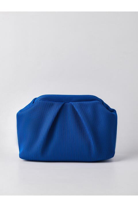 HEYBE'S Heybes Kadın Mavi Piliseli Clutch El Çantası