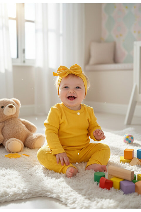 BAHNUR SARI BEBEK TAYT BLUZ BANDANA TAKIMI SETi