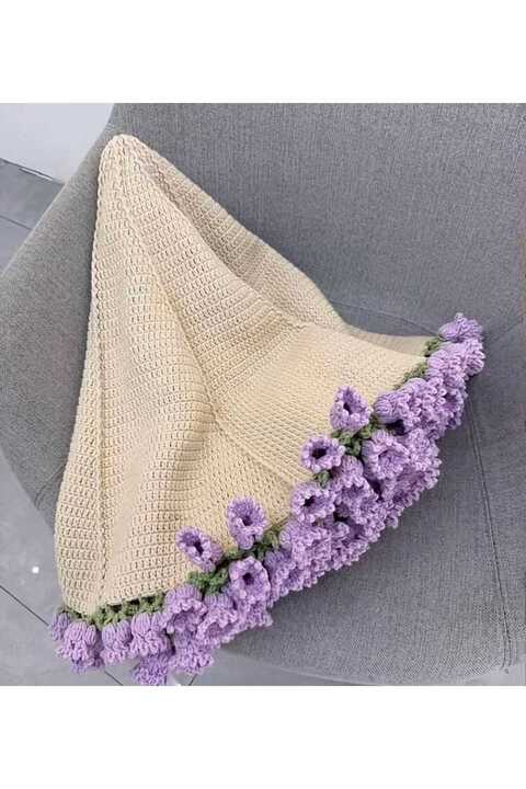 Anelli trend çiçekli battaniye, şal buket battaniye , buketli şal , buketli battaniye , buket şal 70-80 cm
