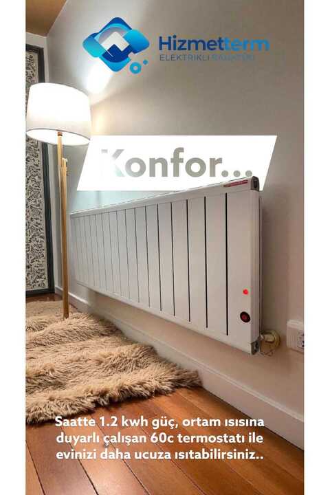 Hizmetterm Çift Rezistanslı 17 Dilim 1200 WATT Elektrikli Aluminyum Radyatör  (Duvar Tipi)