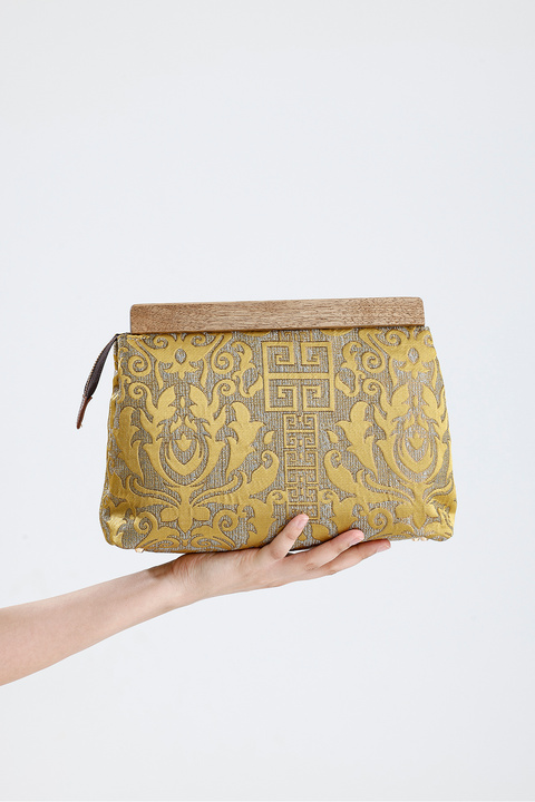HEYBE'S Heybes Kadın Hardal Otantik Desen Clutch Çanta