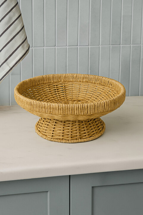 Kitchen Life Rattan Yuvarlak Hasır Sunumluk Meyve Sepeti
