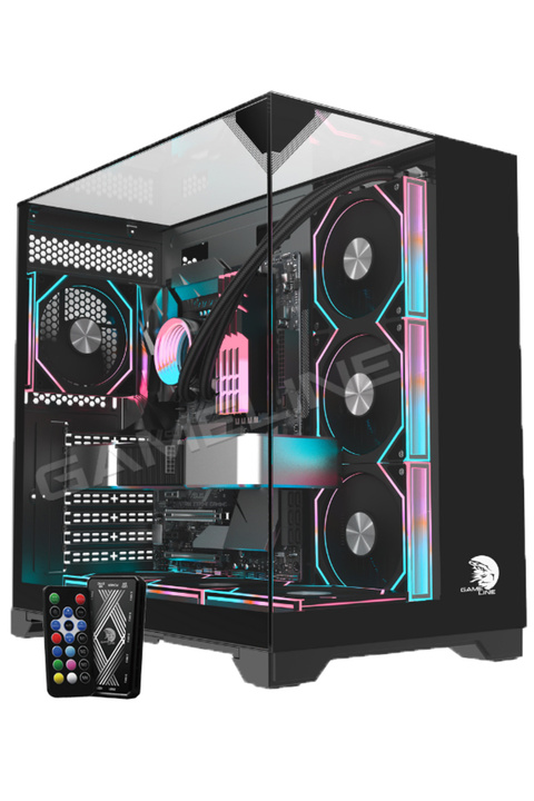 GAMELİNE CARISMA 7x ARGB Kumandalı Fan TOPGLASS USB 3.0 Gaming Bilgisayar Kasası Siyah