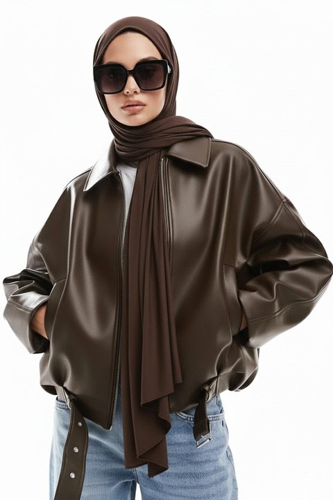 MEECY Geniş Kolu P&B Bomber Ceket