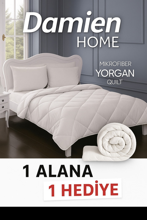 DAMIEN 2'li Soft Yorgan Çift Kişilik Antialerjik %100 Micro Kumaş 4 Mevsim kullanılabilen Yorgan(195 x 215)