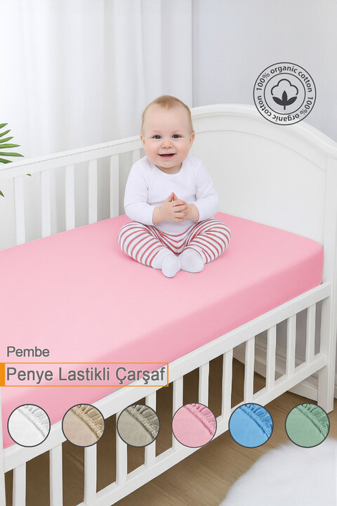 Vionel Home %100 Pamuk Penye, Lastikli Bebek Çarşafı, Organik Pamuk, Anne Yanı, Park Beşik Çarşafı