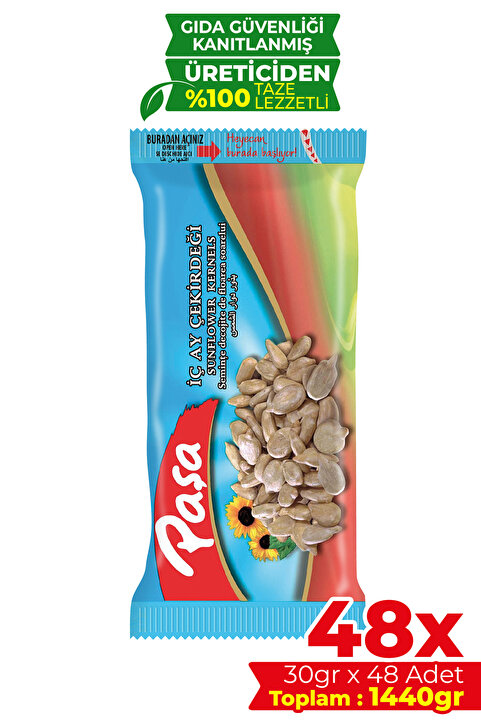Paşa Kavrulmuş Ay Çekirdeği İçi 1440 gr (30 gr X 48 Adet) (Tuzlu İç Ay Çekirdeği)