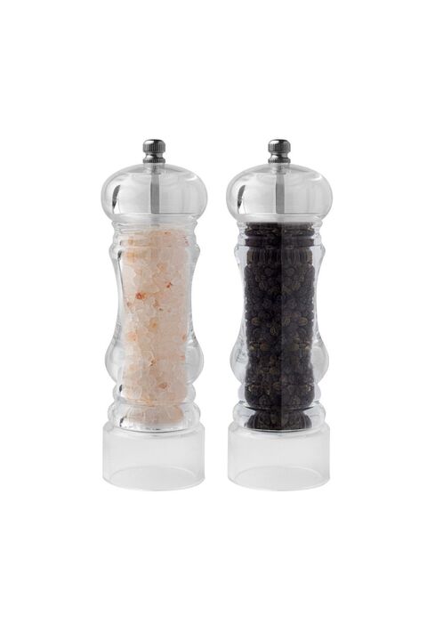 Kitchen Design Lab Akrilik Baharat Öğütücüsü, 14 Cm 2 Adet, Tuz Karabiber Değirmeni Öğütücü