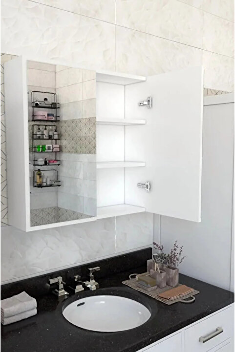 Genel Markalar MDF 2 Kapaklı Aynalı Banyo Dolabı 70x70x15 cm – Çok Amaçlı, Yüksek Kalite, Modern Tasarım