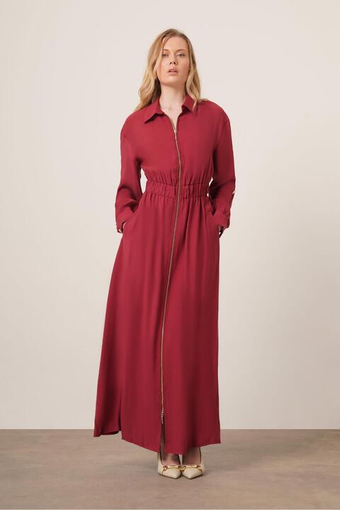 FTZ WOMEN Kadın Modal Elbise Bordo 31033