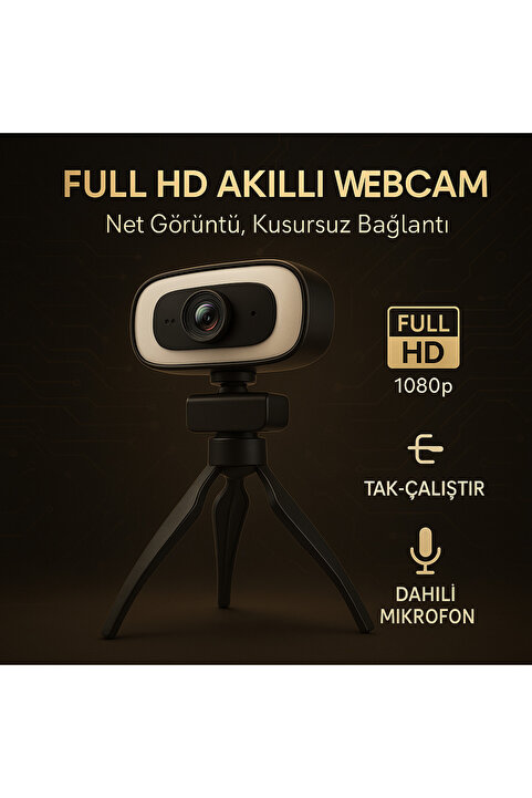 halkhouse Webcam Yayıncı 2k Full Hd 30fps Işıklı 2560*1440p 360* Dönebilen Mikrofonlu Bilgisayar Kamerası