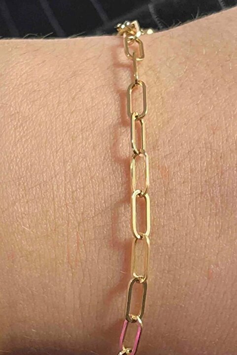 K KRAFTIVA JEWELRY 14 Ayar Altın Kalın Ataş Bileklik