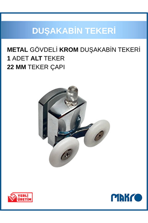 GLASSMAKRO Duşakabin Tekerleği Alt Teker Metal Gövde Teker Çapı 22 MM