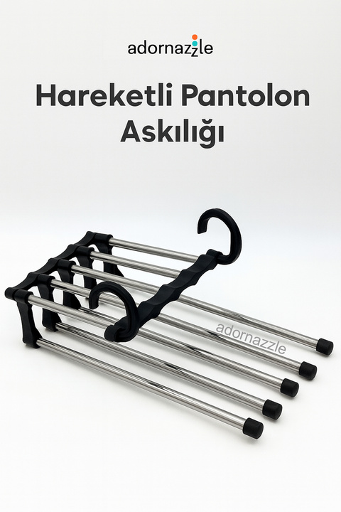 adornazzle Hareketli Pantolon Askısı, 5'li Pantolon Askılığı, Pantolon Askılığı 1 Adet