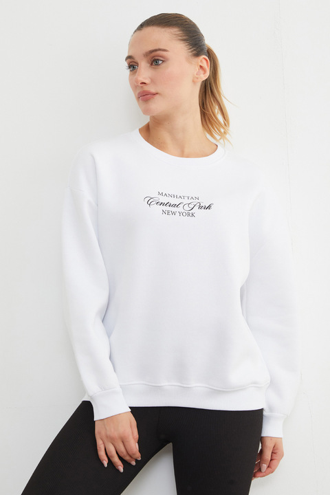 Fullamoda 3 İplik Manhattan Baskılı Bisiklet Yaka Sweatshirt