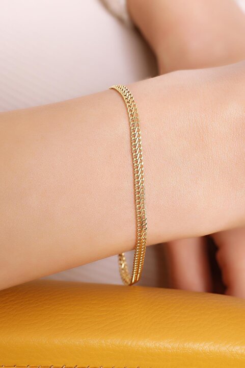 Altınkesesi 14 Ayar Altın İnce Viyana Zincir Bileklik 3 mm Unisex