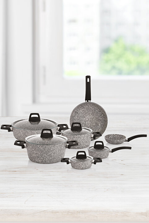 Taç MasterCook Family 12 Prç Granit Tencere Seti Gri