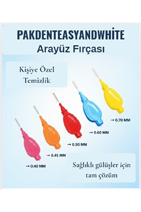 Pakdenteasyandwhite Arayüz Fırçası Diş Arası Temizleme Fırçası U tipi Diş Arası Temizlik 0,40 mm Pembe Renk