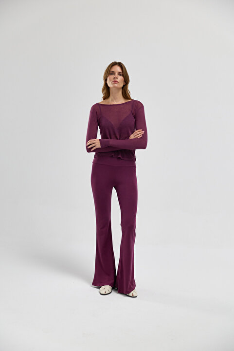 SimpleCo Clothes and More Soft Skin Touch Megha İspanyol Paça Eşofman Altı