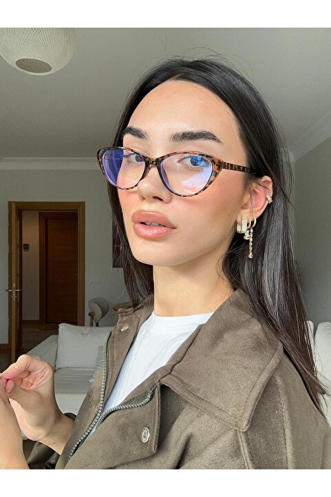 funeyes Carat Cat Eye Leopar Desenli 46 Ekartman Popüler Model | Küçük Boy Cat Eye Optik uyumlu Gözlük |